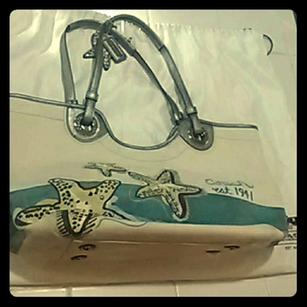 NEW Coach canvas Nautica theme with starfish tote